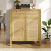 DWVO Sideboard Buffet - Kitchen Storage Cabinet with Rattan Doors,