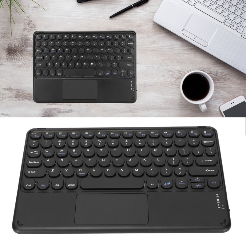 10in Wireless Bluetooth Touchpad Keyboard Retro Round Keycap Ergonomic Magnetic