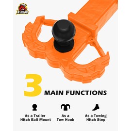 A-BOAR Hitch Step for 2" Receivers,Trailer Hitch with 2-Inch Ball Hitch and Trailer Hitch Pin, Drop Forged Steel Truck Hitch Step, 14 Ton (30000 Lbs) Maximum Break Strength Tow Hitch Receiver, Orange