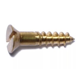Midwest Fastener Box/25) MIDWEST FASTENER 61007 BRASS Wood Screw, #12 x 1 in, Flat Head, Slotted