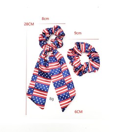 FFLaiwah 2PCS American Flag Hair Ties for Woman Red White and Blue Hair Scrunchies Elastic 4th of July Hair Tie Independence Day Patriotic Memorial Day Party Supplies Hair Accessories-A
