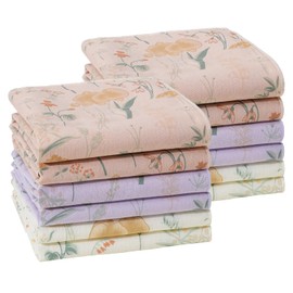 HOULIFE Women's Handkerchiefs with Floral Print Vintage Women's Handkerchiefs 60s Soft Cotton Women's Handkerchiefs Colourful Flowers Handkerchief 35 cm x 35 cm / 13.8 x 13.8 inches, Colour: 2-12