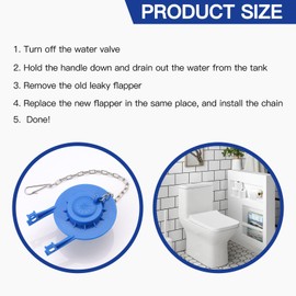 2 Pack Toilet Flapper Replacement Kit, 2 Inch Universal Toilet Stopper Flapper Compatible with American Standard Toilet Tank with Stainless Chain, High Performance, Easy to Install-Blue
