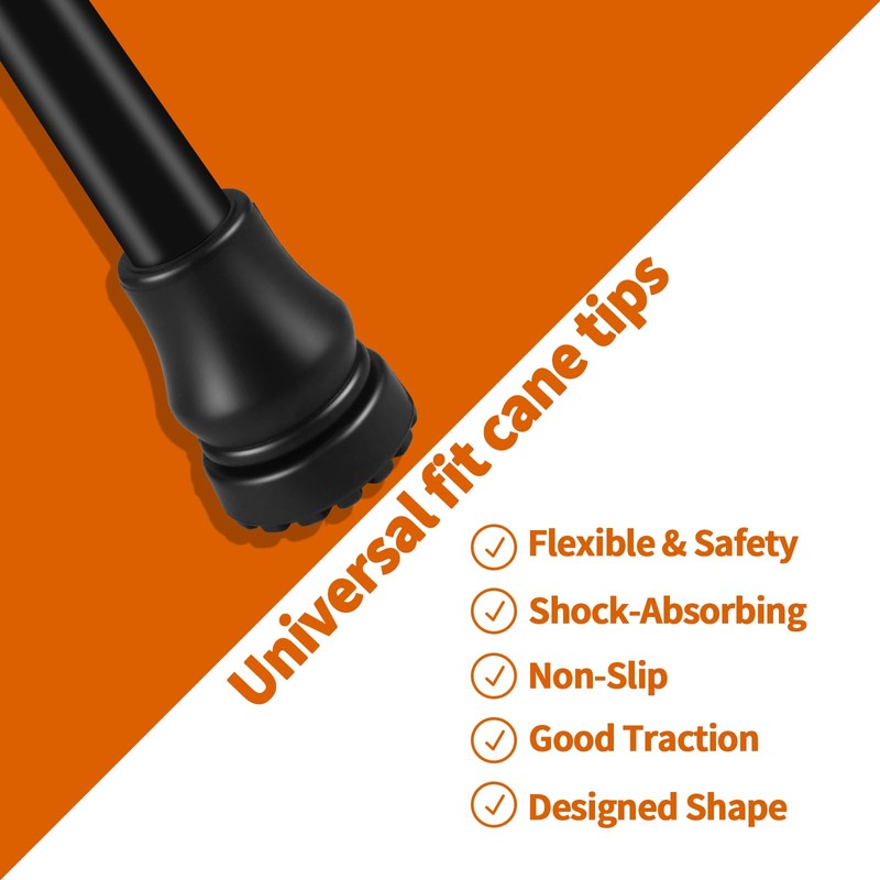 Cane Tips 3/4 Inch, Heavy Duty Rubber Cane Tips Replacement