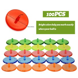 Golf Ball Position Marker, 100 Pcs Transparent Multicolor Flat Round Position Mark Set 2.4mm Plastic Golf Mark Accessories (Random Color)