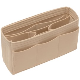 DailyPlus Purse Organizer Insert Felt Bag Organizer Handbag Organizer Insert Bag In Bag Organizer for Tote Purse Bag 14 Pockets Beige Slender Medium HB01