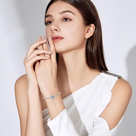 OHAYOO Women's Bracelet Silver 925 Compass Birthstone December Blue Topaz Bracelet Jewelry for Women Men Girls Teenager Gifts