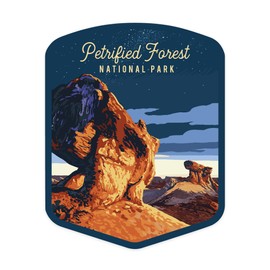 Die Cut Sticker Petrified Forest National Park, Arizona, Painterly, Night Sky, Contour Vinyl Sticker 1 to 3 inches (Waterproof Decal for Cars, Water Bottles, Laptops, Coolers), Small