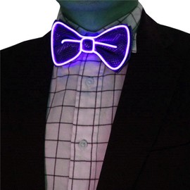 [YUANT] LED Bow Tie LED Light Up Bow Tie Luminous LED Bow Tie Adjustable EL Wire LED Light Up Flashing Bow Tie (Purple)