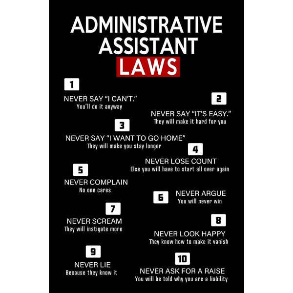 Administrative Assistant Laws: Blank Lined 6x9 Admin Assistant Journal/Notebook as