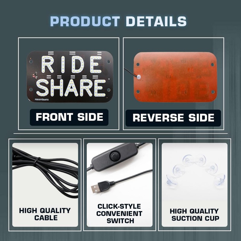 Rideshare LED Light for Car | Taxi Sign | Rideshare