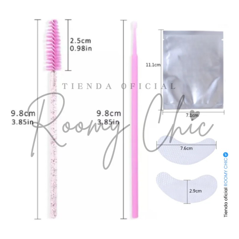 50 Pares Parches 50 Cepillos Glitter 100 Microbrush Pestañas