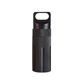 Waterproof Seal Bottle Waterproof Pill Holder Metal Survival Capsule EDC Container Tank for Hunting Camping Mountaineering (Round Head, Black)