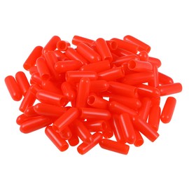 sourcing map Pack of 100 Rubber End Caps 4 mm Inner Diameter Rubber Caps Round Protective Caps Rubber Cover Plugs Furniture Gliders Bolts Thread Protection for Screws Pipe Chair Legs, Red