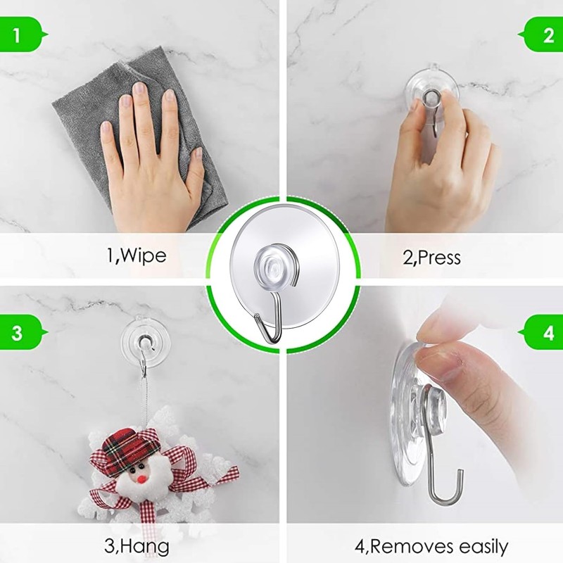 ALLBASA Wall Hooks Suction Cup Small Plastic Suction Cup Round