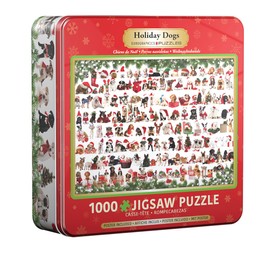 Puzzle 1000 pieces: Métal box: Chiens de Noël