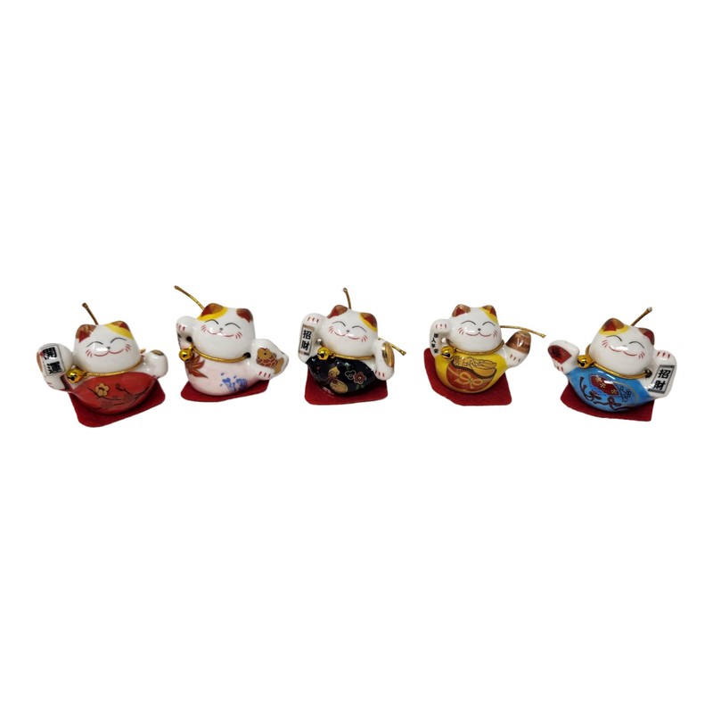 Starlet24 Set of 5 Chinese Lucky Cats Ceramic Decorative Lucky