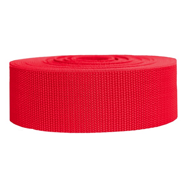 Strapworks Heavyweight Polypropylene Webbing - Heavy Duty Poly Strapping for Outdoor DIY Gear Repair, 2 Inch x 10 Yards - Red