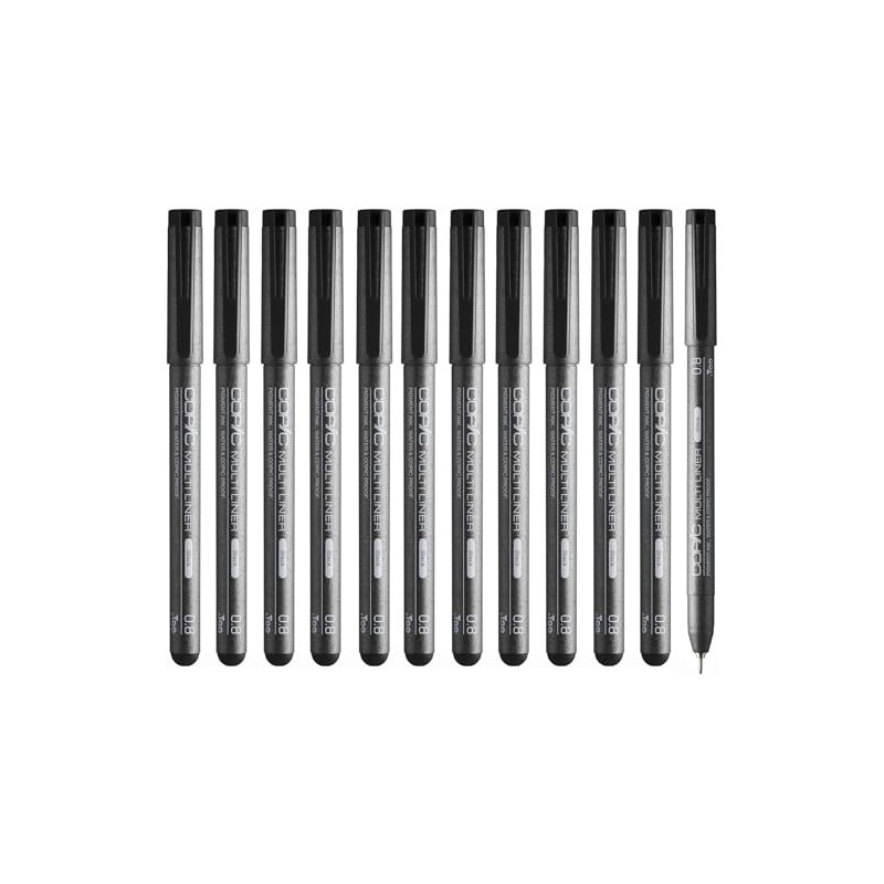 Too Copic Multiliner, Black, 0.03 inches (0.8 mm), Bulk Purchase