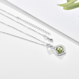Zhi Kexin Moss Agate Necklace 925 Sterling Silver Natural Stone Infinity Necklace Fine Jewelry Gifts for Women, Sterling Silver, moss agate