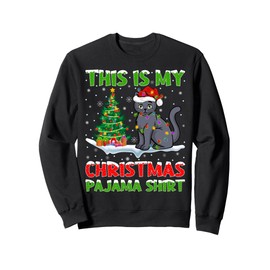 Russian Blue Cat Xmas Tree Light This Is My Christmas Pajama Sweatshirt