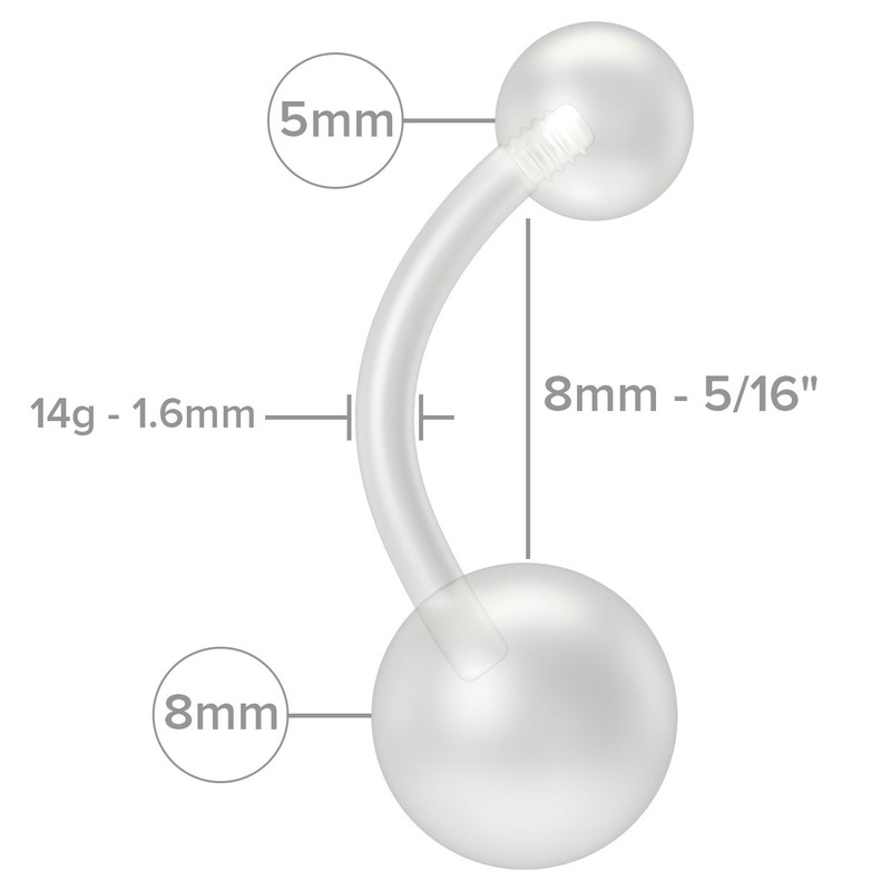 Evonix 14g 1.6mm Flexible Acrylic Banana Belly Button Ring Navel