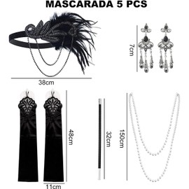Diadema Gatsby de Los Años 20 para Mujer, Juego de Accesorios Great Gatsby, Accesorios de Disfraz de 1920s Gatsby, Borlas de Cuentas, Collares de Perlas y Otros Accesorios de Los Años 20