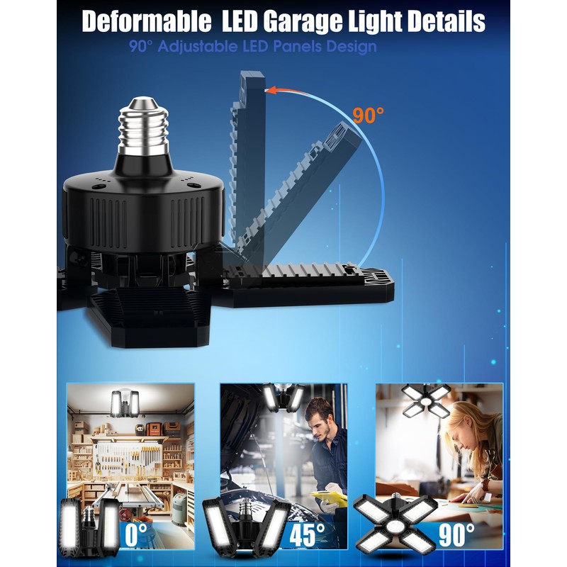 HAPYLUMI Garage Lights 2 Pack - 120W 12000LM 6500K LED