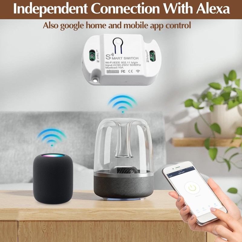 WLAN Smart Switch Module, 10A WLAN Switch Tuya Smart Life