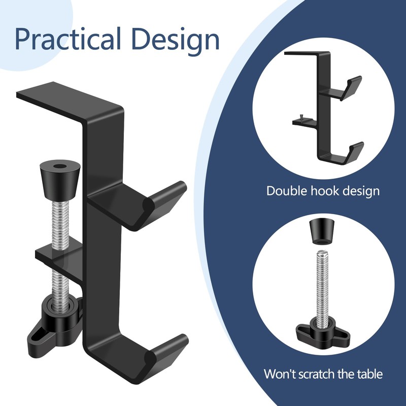 Bayyeskey Desktop Hook Under-Table Handbag Hanger Wallet Hook Simple for