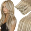 MEI YUAN LIN Clip In Human Hair Extensions Highlight Long