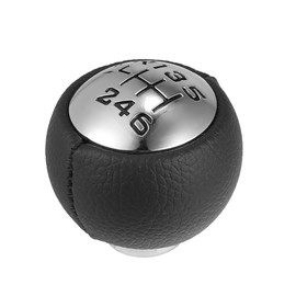 X AUTOHAUX 6 Speed Gear Shift Knob Car Manual Gear Shift Lever Gear Shifter Head Knob Head for Citroen C3 for Peugeot Faux Leather Silver Tone