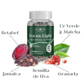 Alova | Té Verde con Matcha y Coenzima Q10, 60 Cápsulas Veganas | Nootrópico | Granada, Betabel, Jamaica y Semilla de Uva