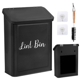 Ruaizel Magnetic Lint Bin for Laundry Room, Lint Holder Bin with Lid, Magnetic Lint Bin for Laundry Room Decor Organization (Black)