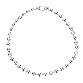 PATIKIL Silver-tone Beaded Chain Necklace, Titanium Steel 6mm Bead Ball Chain Necklace Y2K Punk Necklace for Women and Men Jewelry Gift, 17.72 Inch Length
