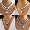 Chunky Puffy Heart Choker Necklace for Women,Gold Big Heart Pendant