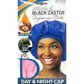 Donna Gorro Tratamiento Argán Ricino Negro Día Noche Dormir Ducha Satén Pieza Color Rosa