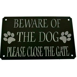 RIFOSA 6"x8" Close The Gate Sign Beware Of The Dog Plaque Metal Sign