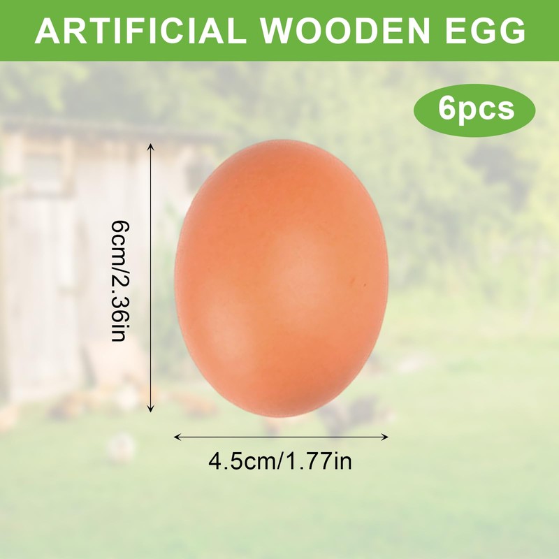 Omevett 6pcs Fake Chicken Eggs Wooden Eggs for Crafts Arts