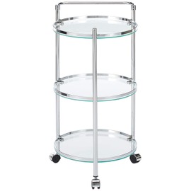 Organize It All Rolling 3 Tier Glass Circular Serving Cart