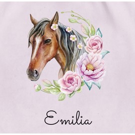 Geschenk mit Namen personalisiert by Shirtracer - Gym Bag Backpack – Horse – Horse Head Name I Horse Motif I Gift Horse Girl, 02 Pastel Pink