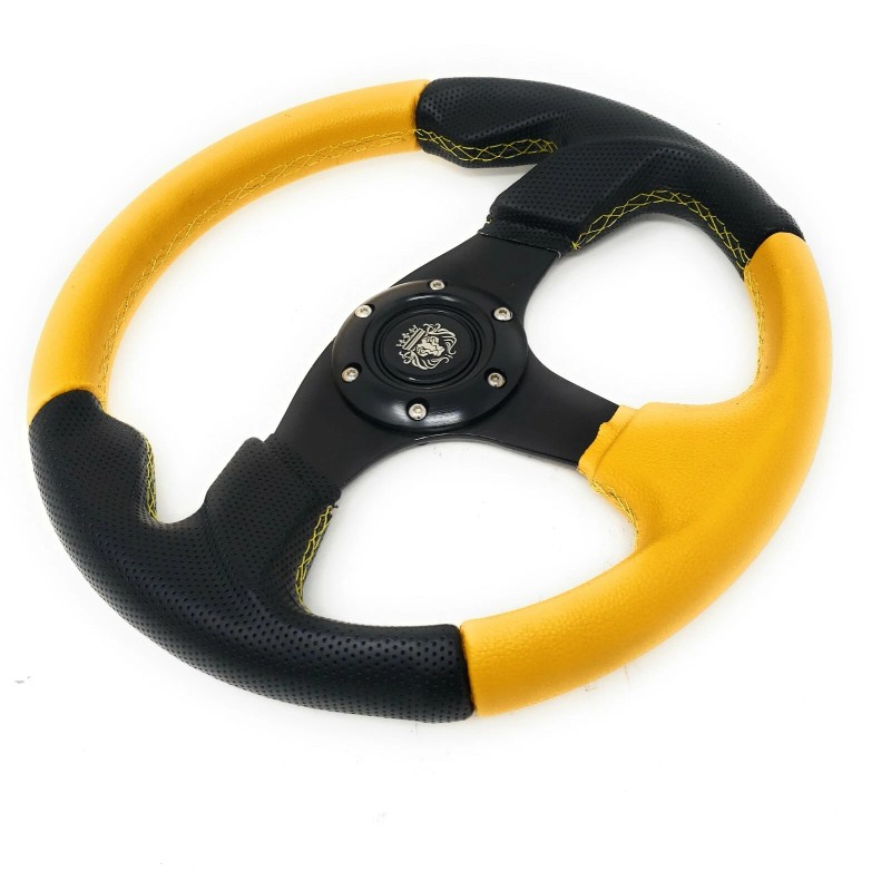 Forestcart 12.5" Steering Wheel w/ Horn Yellow 6 Hole,EZGO Club