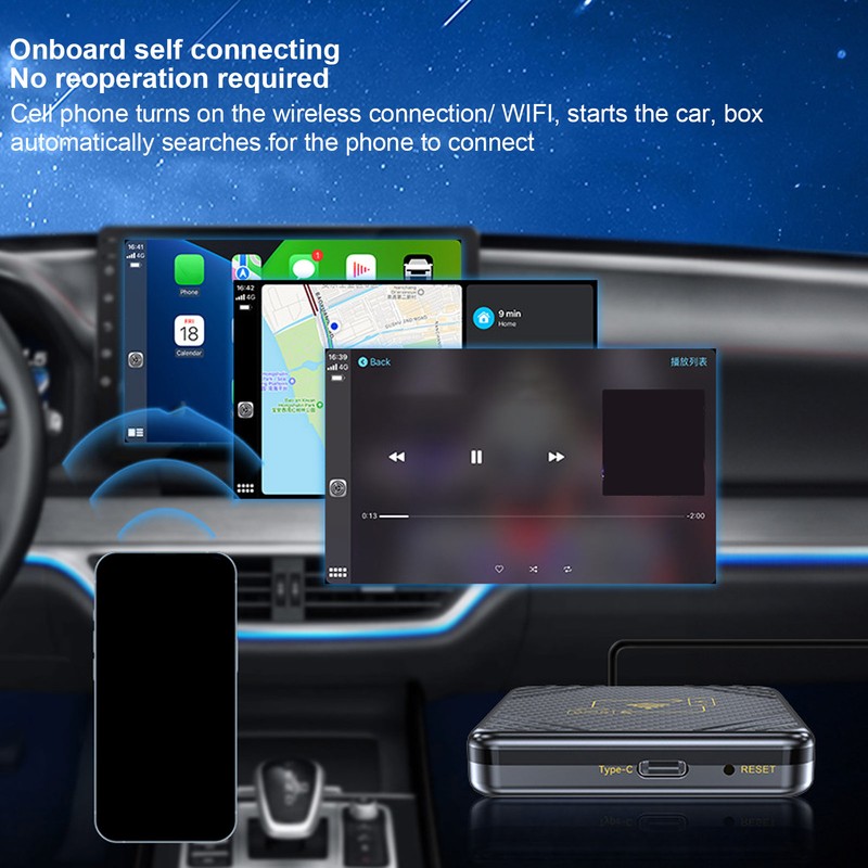 for Carplay Box Wired to Wireless Plug and Play Bluetooth