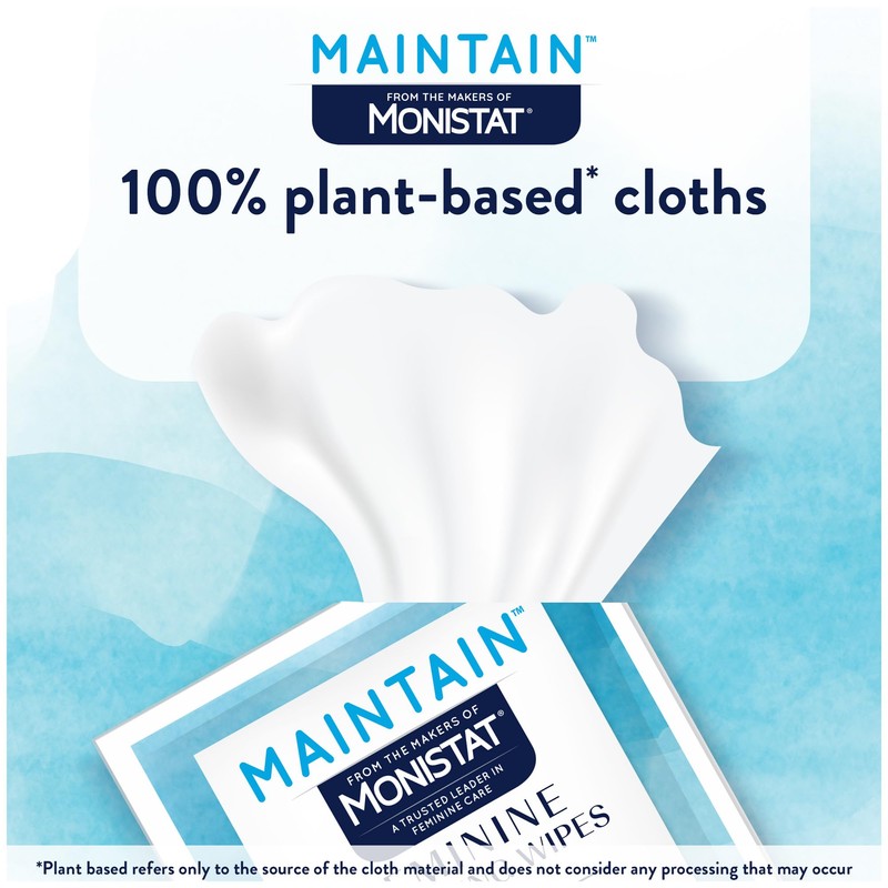 Monistat Maintain Boric Acid Feminine Wipes, Fragrance-Free, Non-Irritating and pH-Balanced