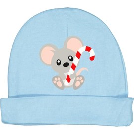 inktastic Cute Mouse, Little, Baby Mouse, Candy Cane Baby Beanie Hat Small Light Blue 45f31