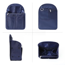 Surblue Backpack Organizer Insert Liner Hanging Travel Rucksack and Handbag Insert Pocket, High-capacity Divider Foldable Nylon Shoulder Bag Organizer for Men and Women,Navy-M