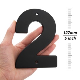 HASWARE Floating House Number Sign for Home - 5 Inch Modern Numerous Easy DIY Mounting for Posts and Street (Black, 2)