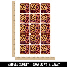 Gears Cogs Machine Window Steampunk Temporary Tattoo Water Resistant Fake Body Art Set Collection - 15 2" Tattoos (1 Sheet)