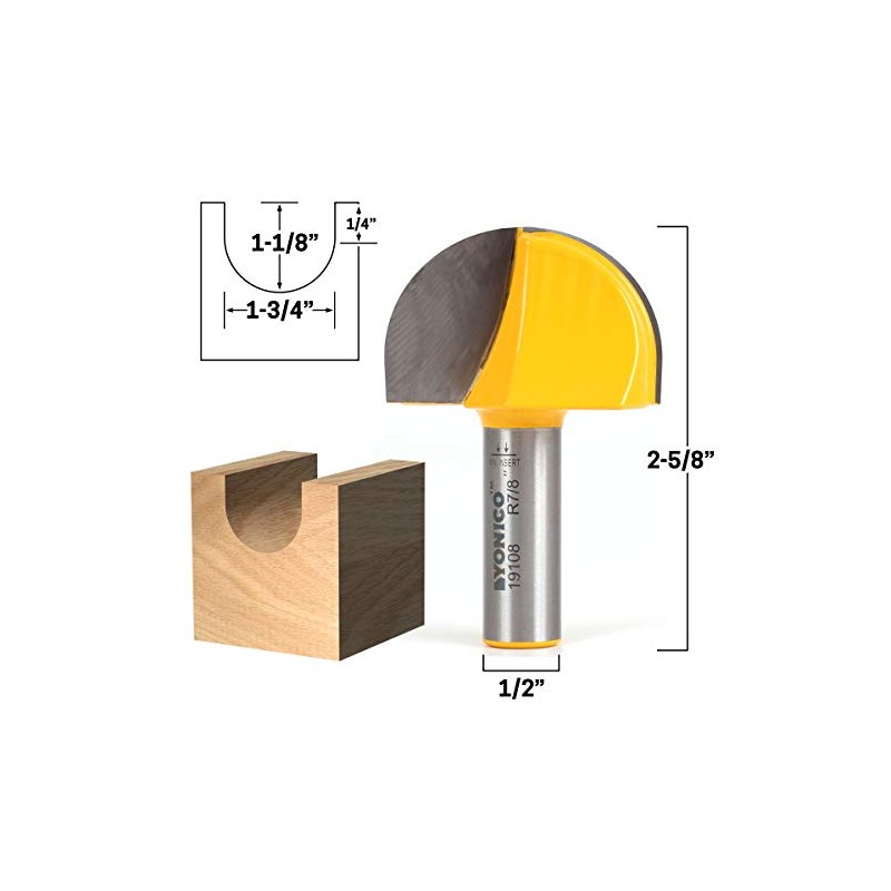 YONICO 19108 1-3/4-Inch Diameter Core Box Router Bit 1/2-Inch Shank
