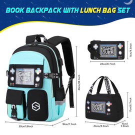 Scothen Boys Backpack, Cool Luminous School Backpacks for Boys with Lunch Bag Pencil Case, Kids Backpack Kindergarten Elementary Middle School Book Bags for Teen Boy Children with USB Charging Port
